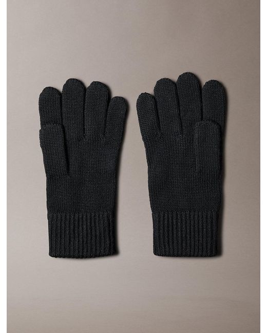 Calvin Klein Black Wool Cashmere Blend Touchscreen Gloves for men