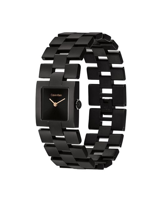 Calvin Klein Black Plated Steel Square Watch