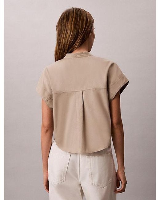 Calvin Klein Natural Jeans Boxy Cropped Short Sleeve Shirt
