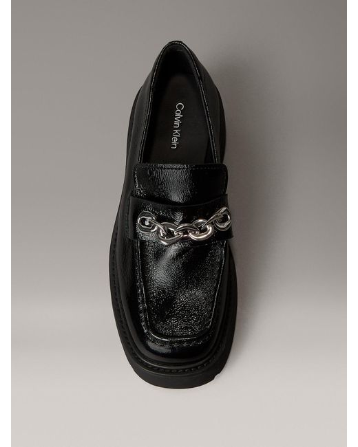Calvin Klein Gray Leather Chunky Apron Toe Loafers