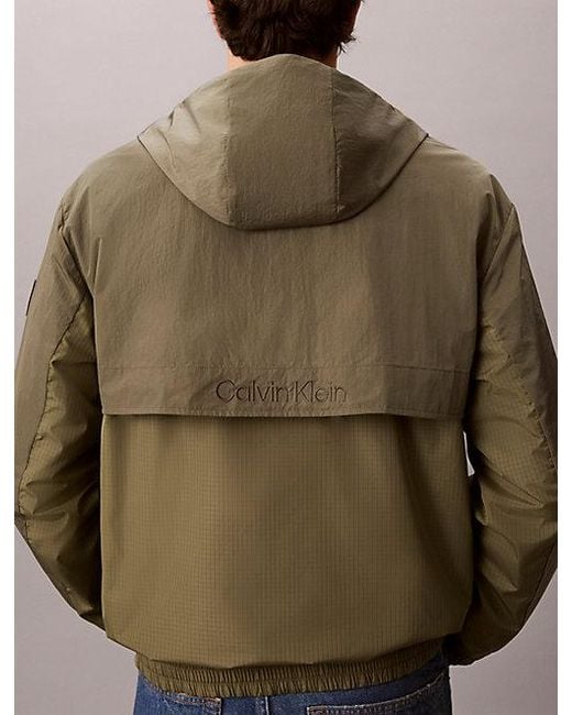 Calvin Klein Nylon Windjack Met Capuchon in het Blue voor heren