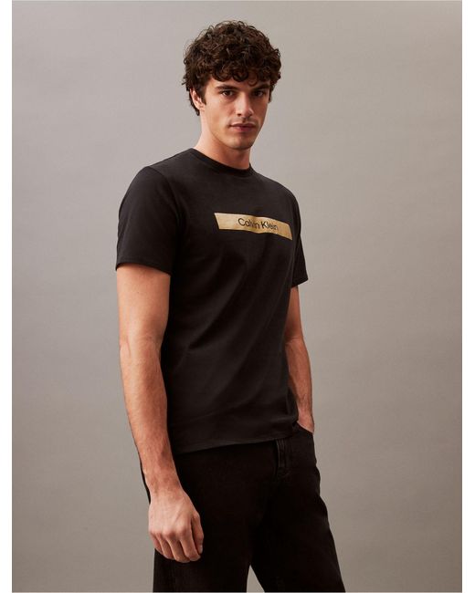 Calvin Klein Black Box Foil Logo Graphic Crewneck T-shirt for men