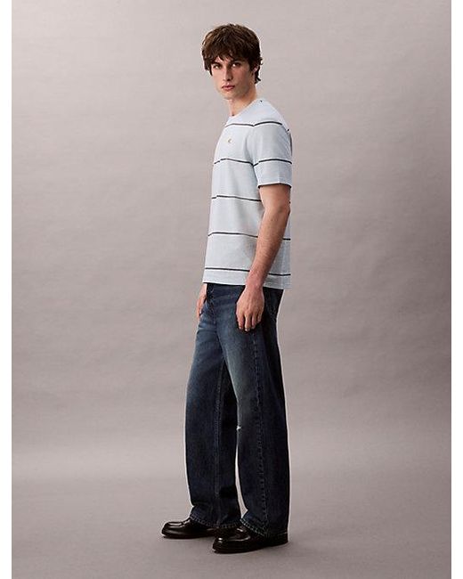 Calvin Klein Gray Jeans Wide Stripe Easy Tee for men