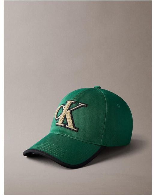 Calvin Klein Green Textured Monogram Baseball Cap for men