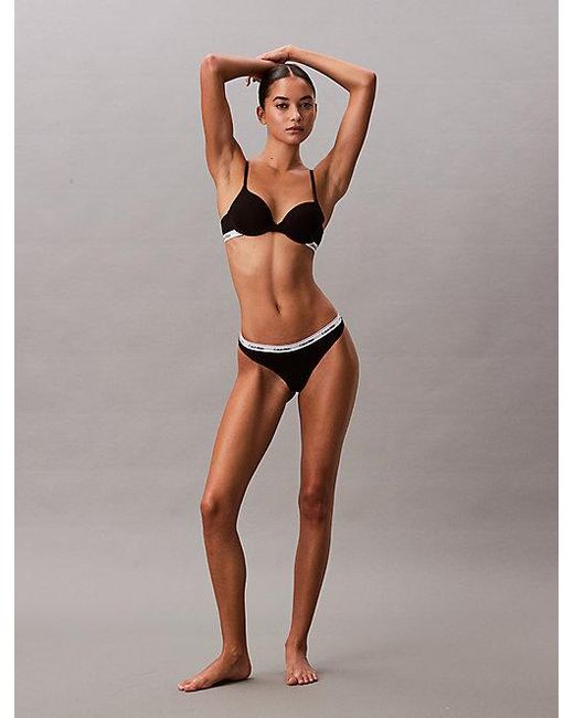 Calvin Klein Black Thong Icon Logo