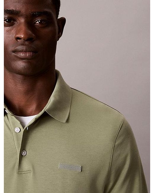 Calvin Klein Multicolor Slim Cotton Long Sleeve Polo Shirt for men