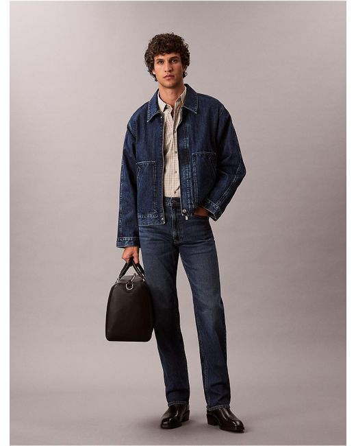 Calvin Klein Men's Blue Standard Straight Fit Jeans