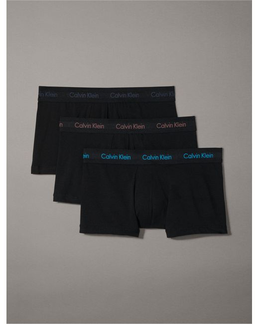 Calvin Klein Black Cotton Stretch 3-pack Low Rise Trunk for men