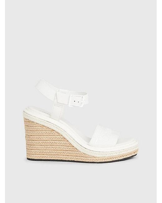 Sandalias de cuña tipo alpargatas con piel Calvin Klein de color White
