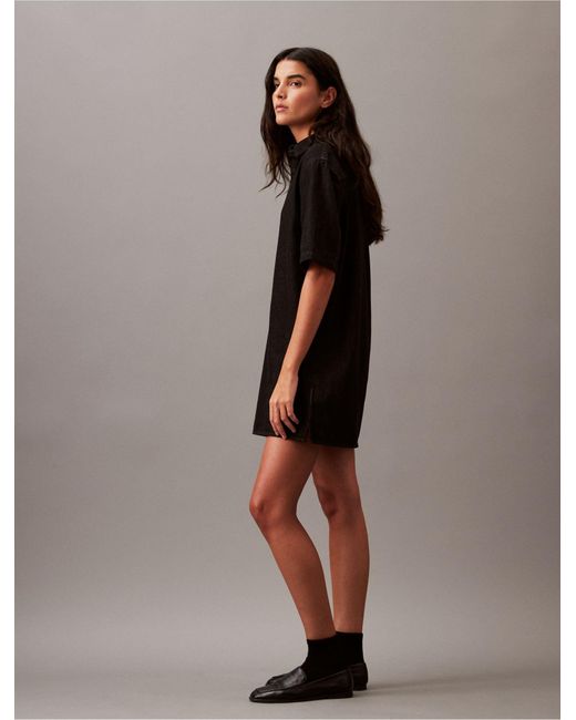 Calvin Klein Brown Chambray Mini Shirt Dress