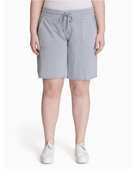 Calvin Klein Plus Size Terry Bermuda Shorts in Gray Lyst