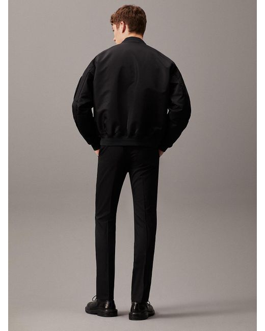 Calvin Klein Black Slim Wool Stretch Suit Trousers for men