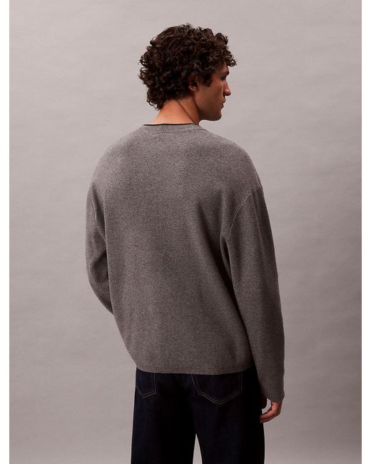 Calvin Klein Gray Embossed Monogram Logo Relaxed Jumper for men