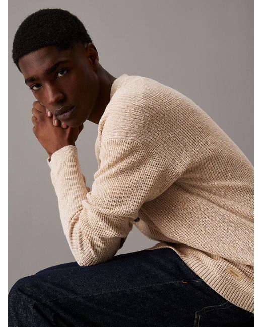Calvin Klein Natural Knitted Cardigan Jumper for men