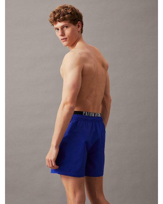 Calvin Klein Blue Double Waistband Swim Shorts - Intense Power for men