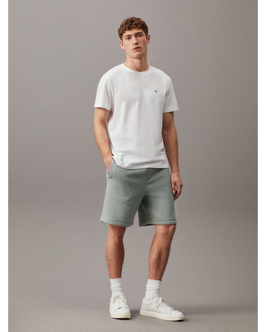 Calvin Klein Gray Monogram Fleece Jogger Shorts for men