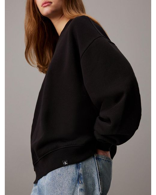 Calvin Klein Black Relaxed Cotton Fleece Sweatshirt