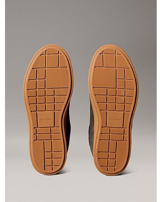 Calvin Klein Signature Suède Sneakers Met Logo in het Gray