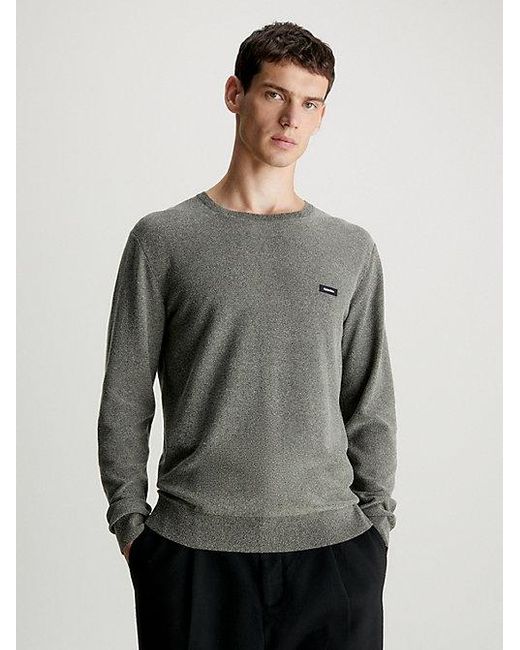 Calvin Klein Pullover aus Baumwoll-Mix-Mouliné in Gray für Herren