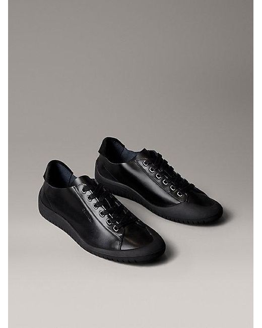 Calvin Klein Gray Smooth Leather Hybrid Trainers for men