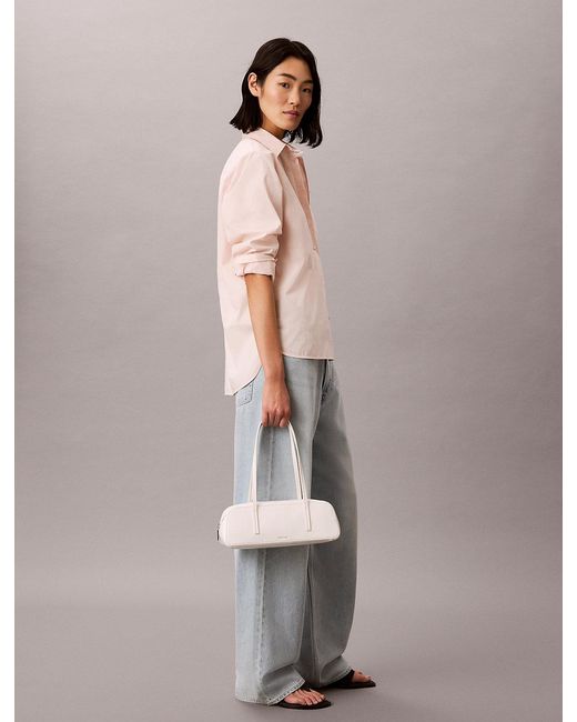 Calvin Klein Natural Glossy Foil Logo Bauletto Shoulder Bag