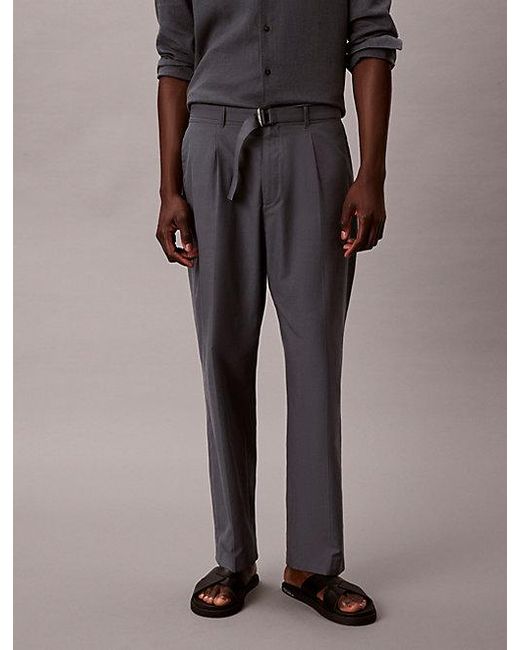 Calvin Klein Multicolor Cotton Lyocell Belted Trousers for men