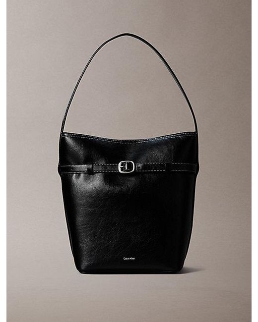 Calvin Klein Black Buckle Laptop Bucket Bag