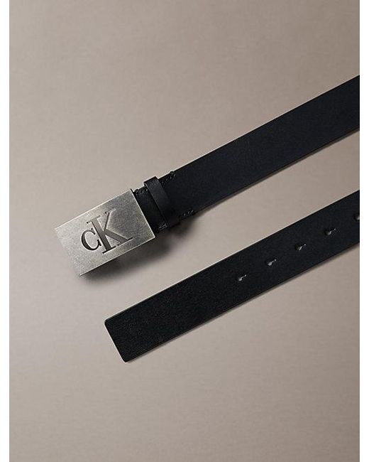 Calvin Klein Multicolor Leather Monogram Plaque Buckle Belt for men
