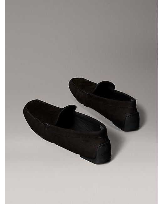 Calvin Klein Gray Leather Moccasin Driving Shoes for men