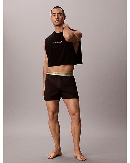 Calvin Klein Black Cotton Poplin Boxers Pride for men
