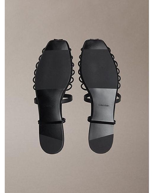 Calvin Klein Black Liliana Leather Strappy Ballerinas