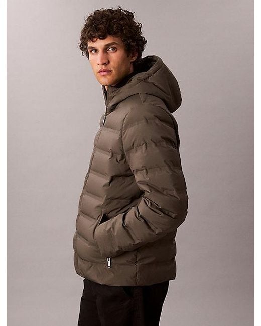 Calvin Klein Brown Packable Embossed Logo Quilted Puffer Jacket for men