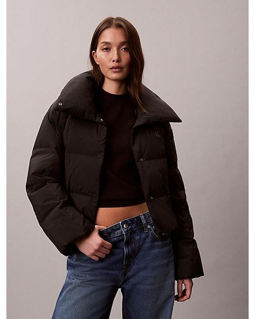 Calvin Klein Blue Jeans Short Down Puffer Jacket