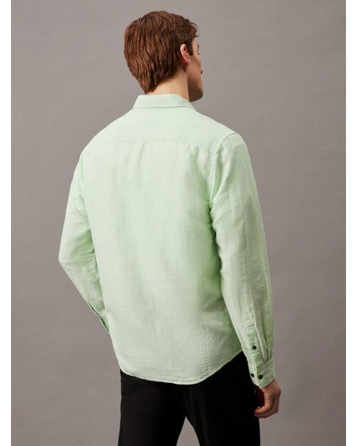 Chemise en coton et lin Calvin Klein pour homme en coloris Green
