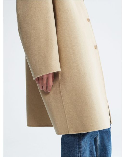 Calvin Klein White Standards Double Faced Wool Overcoat for men