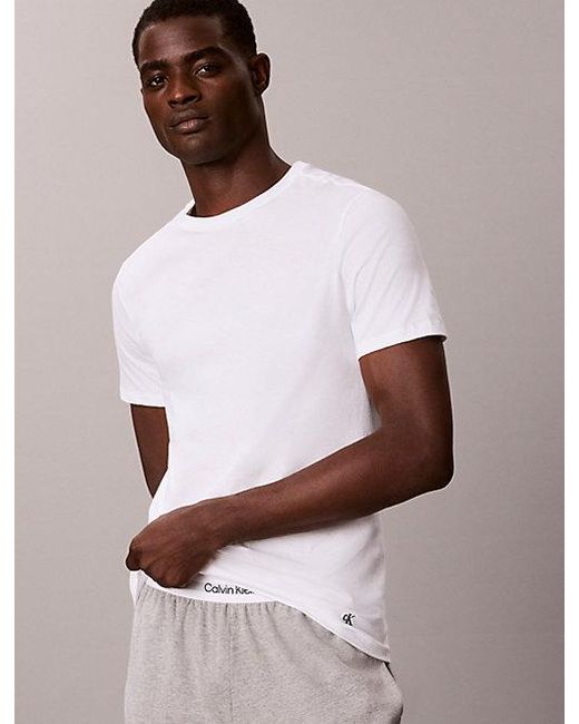 Calvin Klein White 3 Pack Crewneck T-Shirts Cotton Classics for men