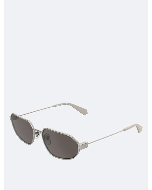 Calvin Klein White Modified Rectangle Sunglasses Ckj26200S