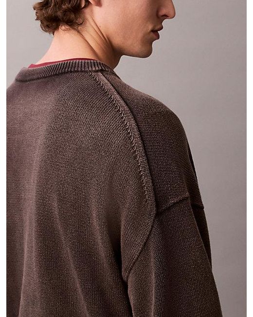 Calvin Klein Brown Jeans Relaxed Monogram Cotton Jumper for men