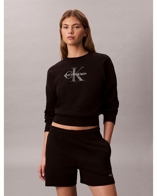 Calvin Klein Black Jeans Cotton Terry Jogger Shorts