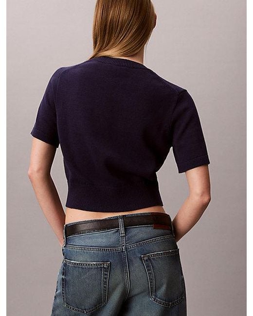 Calvin Klein Blue Jeans Short Sleeve Monogram Jumper