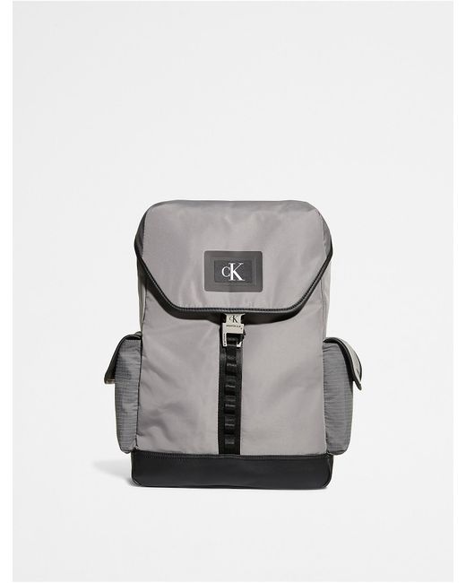 Calvin Klein Industrial Nylon Flap Backpack in Grey | Lyst Canada