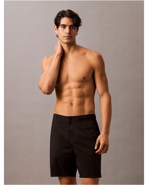 Calvin Klein Black Solid 7" Swim Shorts for men