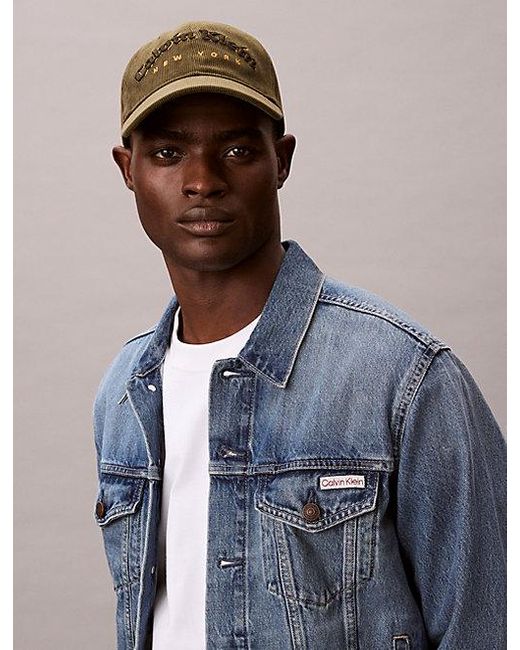Calvin Klein Green Ckny Logo Corduroy Cap for men