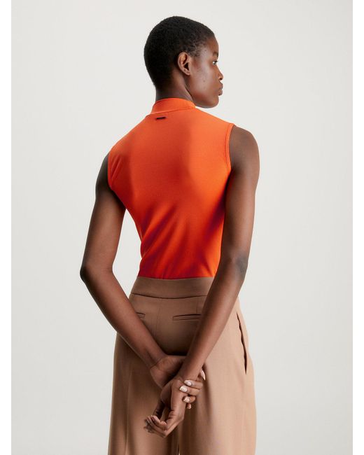 Calvin Klein Orange Stretch Jersey Bodysuit