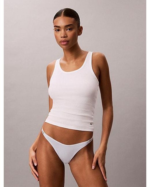 Calvin Klein White 3 Pack Dipped Thongs Icon Logo