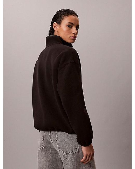 Calvin Klein Brown Jeans Relaxed Fleece Mock Neck Jacket