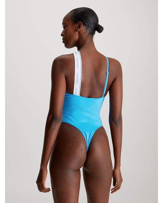 Calvin Klein Blue Halter Neck Swimsuit - Ck Meta Legacy