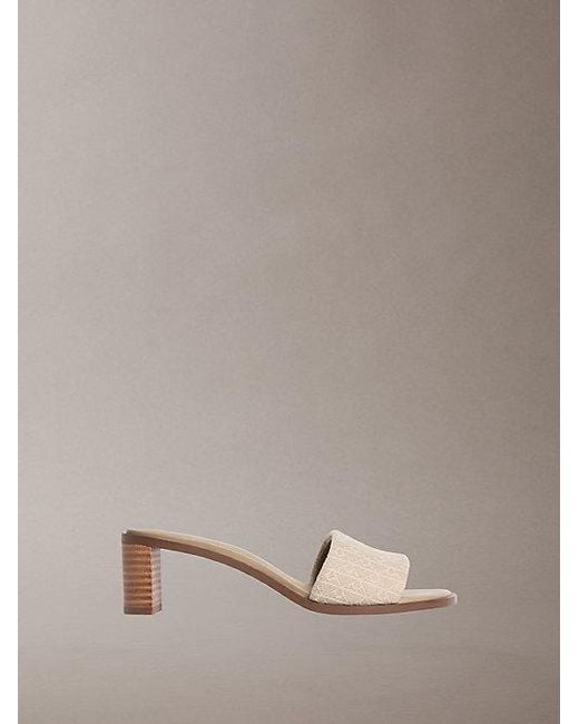 Calvin Klein Natural Marghe Logo Jacquard Heeled Sandals