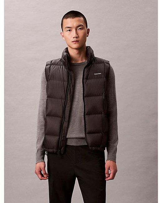 Calvin Klein Brown Nylon Quilted Puffer Vest for men