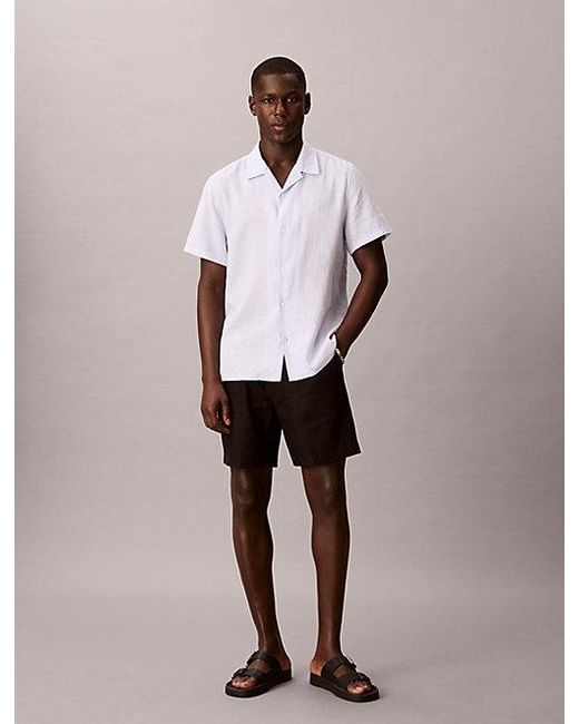 Calvin Klein Black Linen Blend Shorts for men